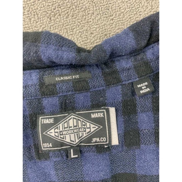 Superdry Flannel Shirt Mens L Plaid Blue Black Collared Classic Fit Workwear - Picture 3 of 13